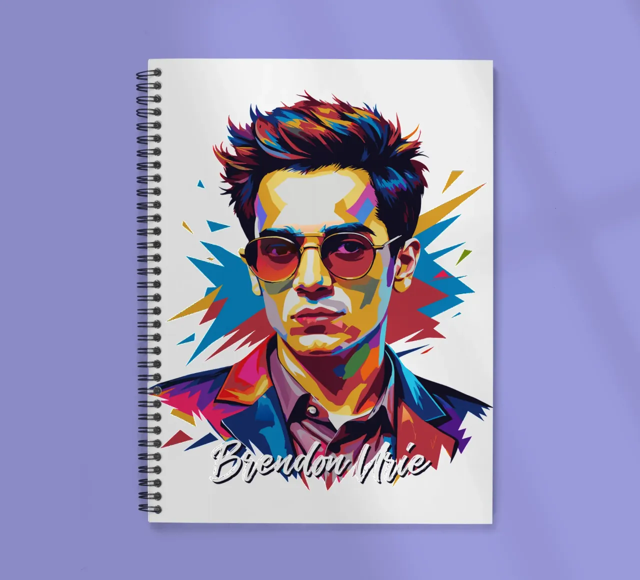 Brendon Urie Portrait in WPAP Pop Art spiral notebook by vectorartnesia
