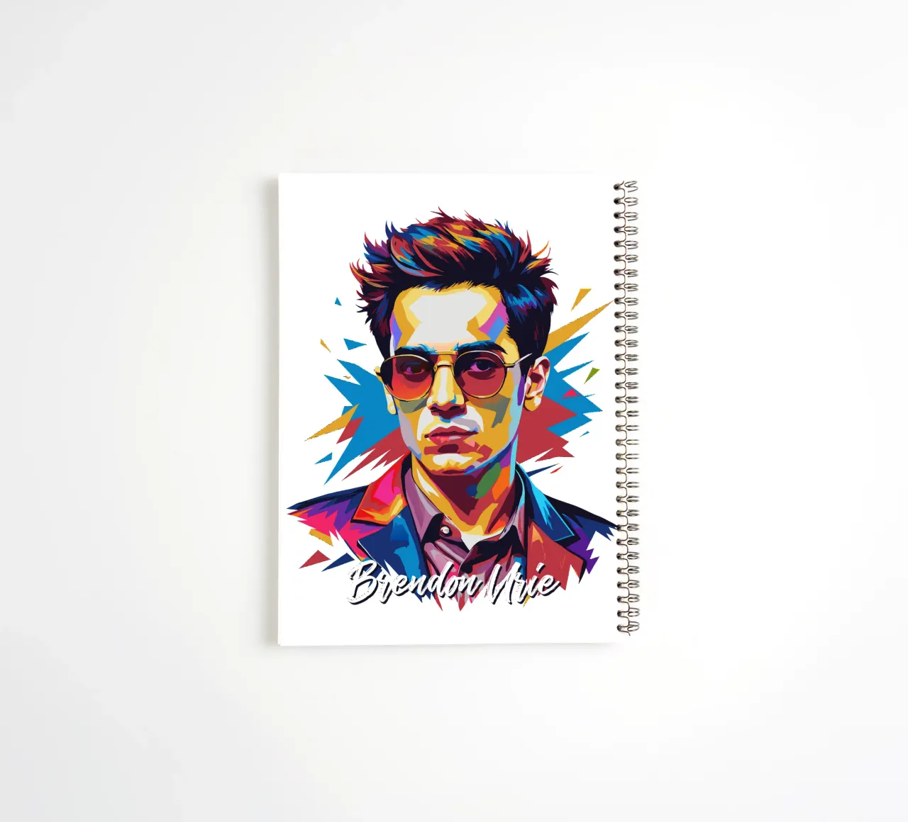 Brendon Urie Portrait in WPAP Pop Art spiral notebook by vectorartnesia