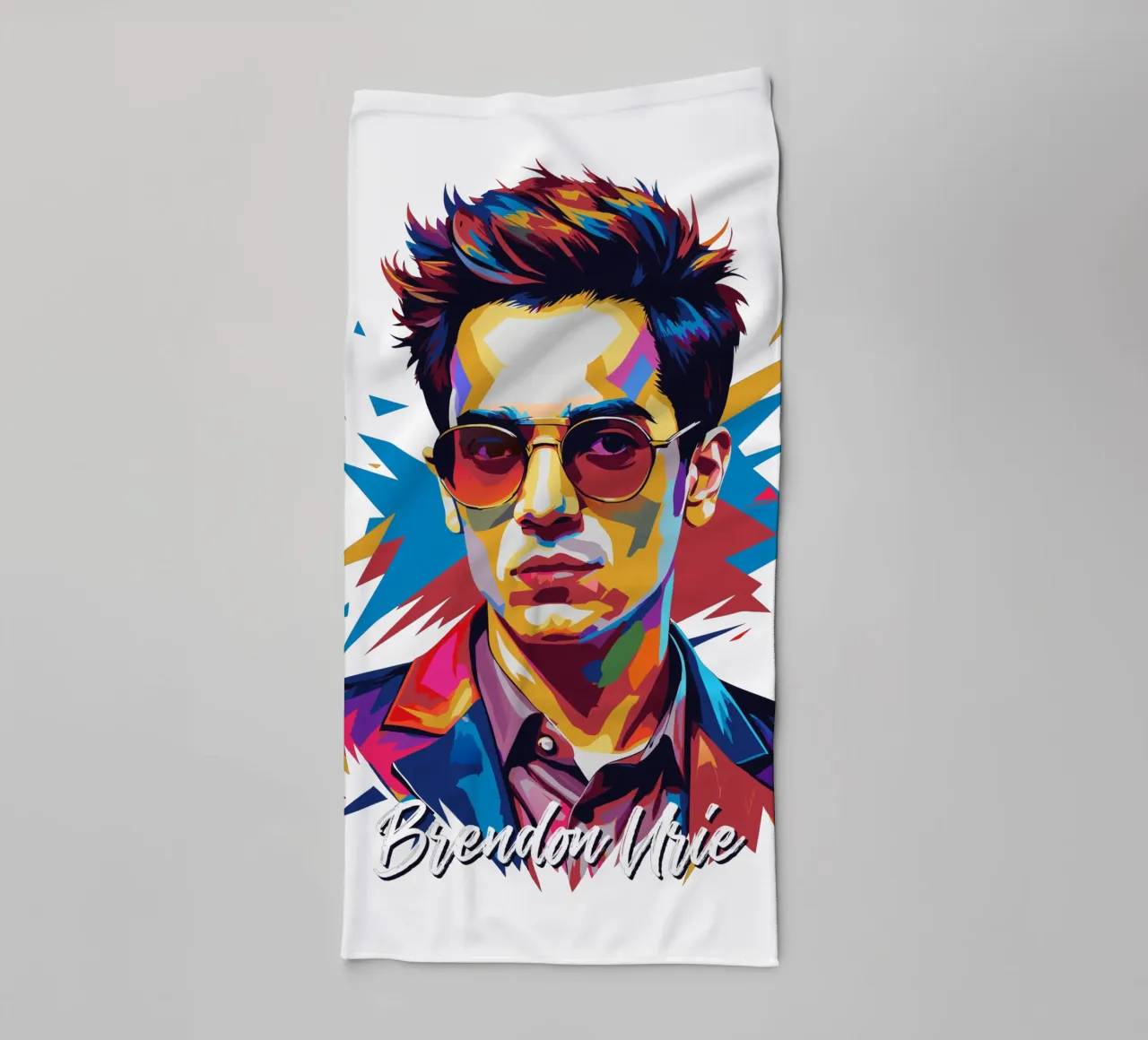Brendon Urie Portrait in WPAP Pop Art toalla de baño de vectorartnesia