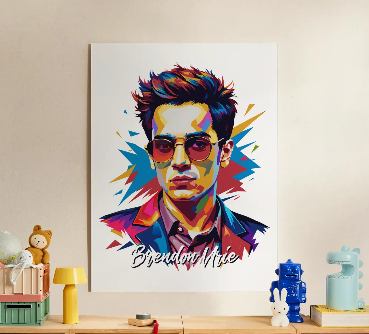 Brendon Urie Portrait in WPAP Pop Art metacrilato de vectorartnesia