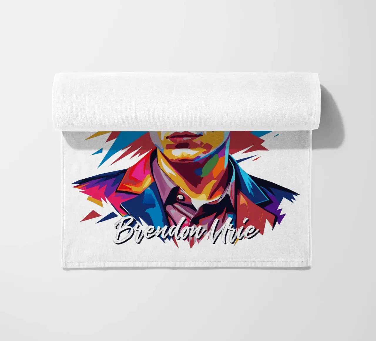 Brendon Urie Portrait in WPAP Pop Art toalla de playa de vectorartnesia
