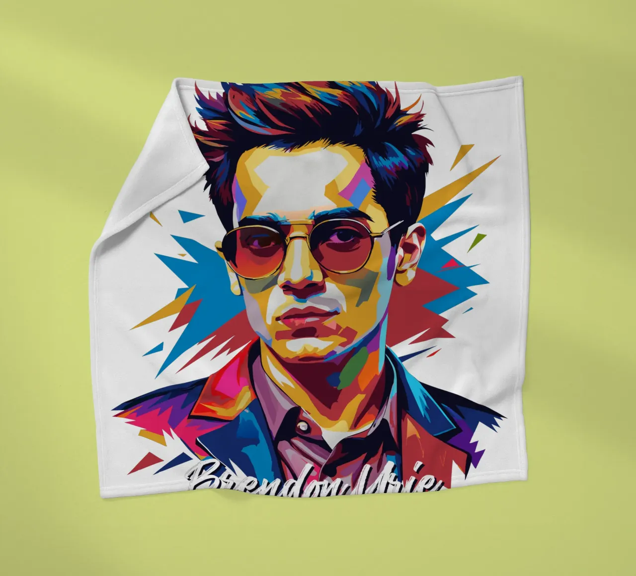 Brendon Urie Portrait in WPAP Pop Art manta de franela de vectorartnesia