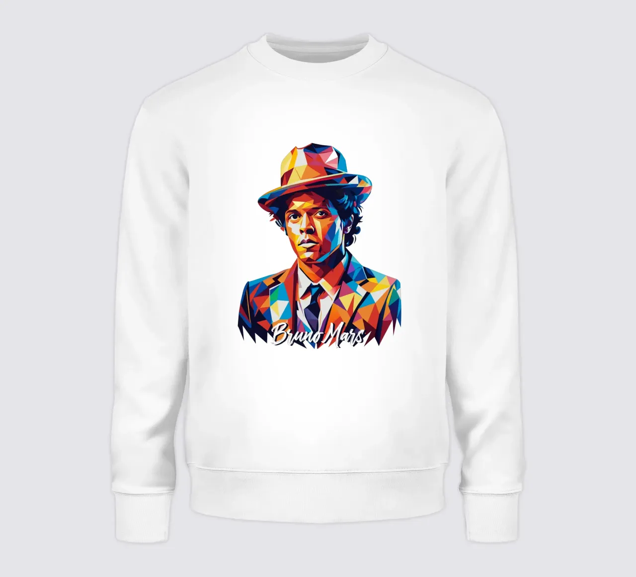 Bruno Mars Portrait in WPAP Pop Art Sweatshirt von vectorartnesia