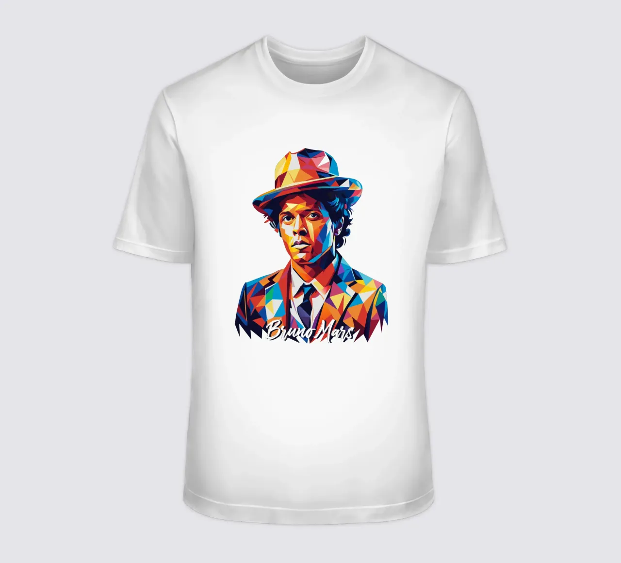 Bruno Mars Portrait in WPAP Pop Art t-shirt da vectorartnesia