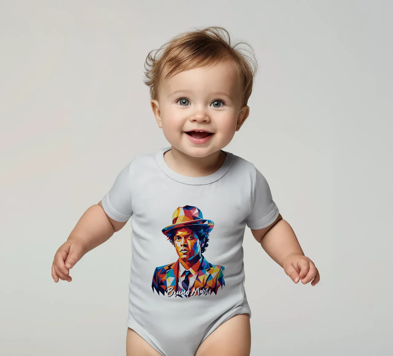 Bruno Mars Portrait in WPAP Pop Art body neonato maniche corte da vectorartnesia