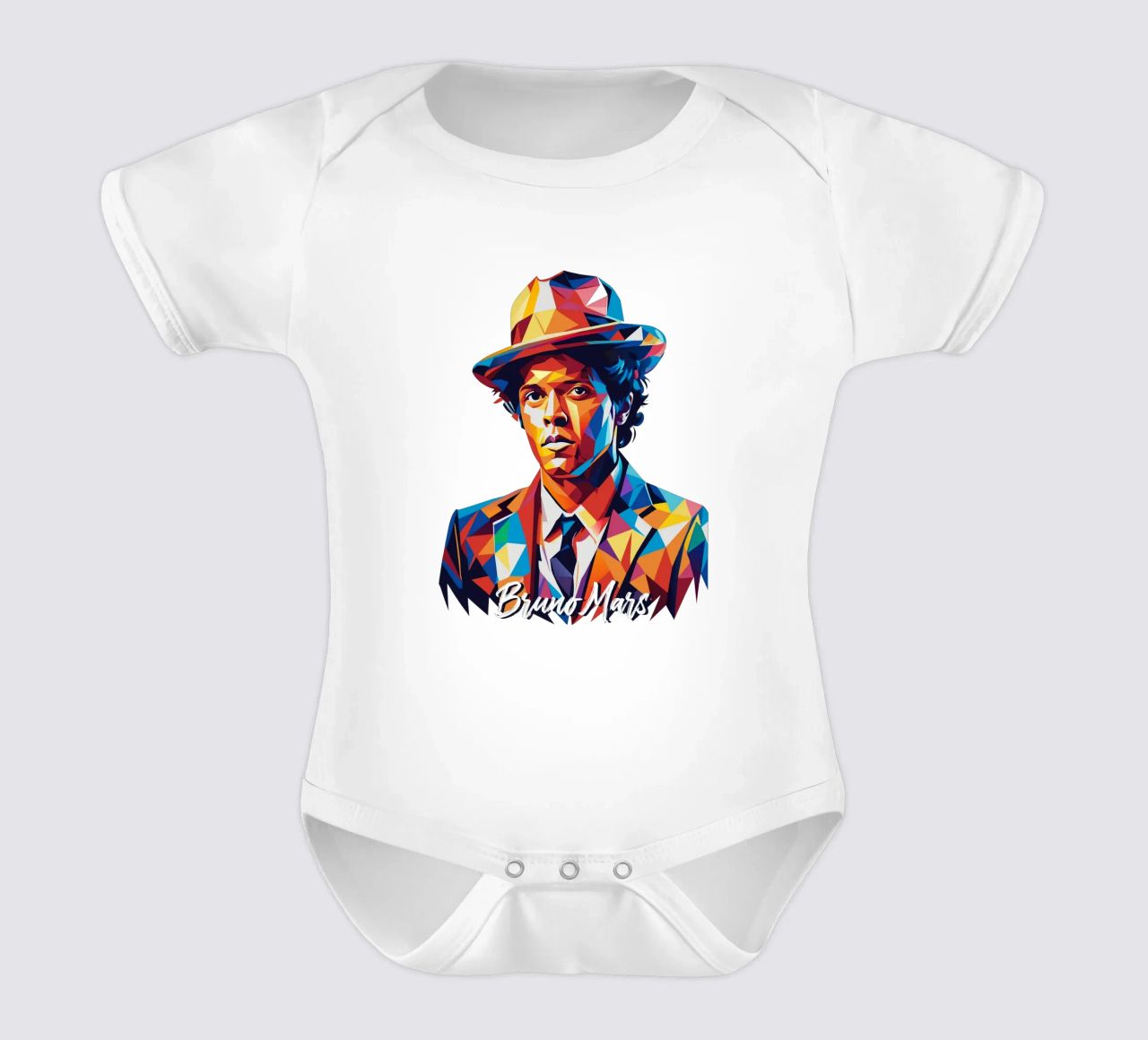 Bruno Mars Portrait in WPAP Pop Art body neonato maniche corte da vectorartnesia