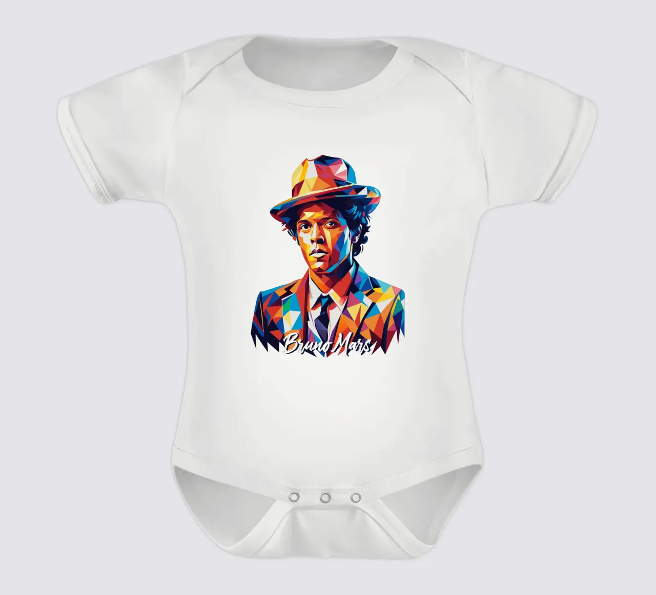 Bruno Mars Portrait in WPAP Pop Art body neonato maniche corte da vectorartnesia