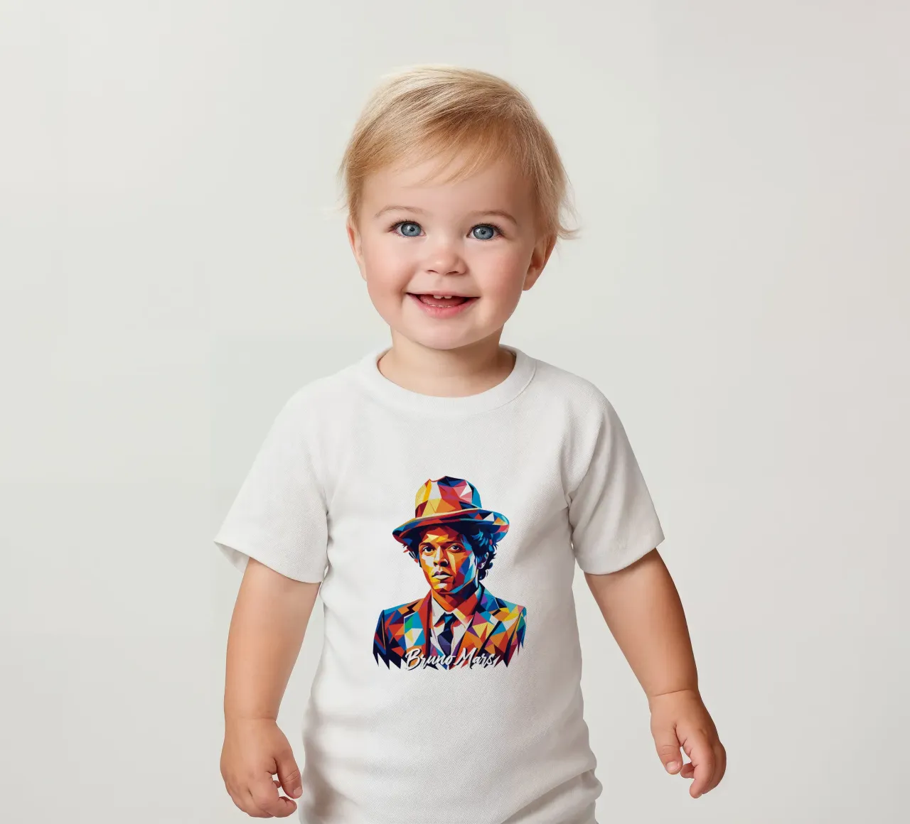 Bruno Mars Portrait in WPAP Pop Art maglietta neonato da vectorartnesia
