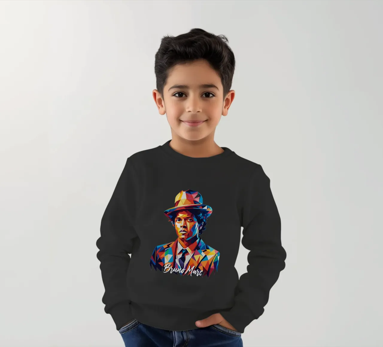 Bruno Mars Portrait in WPAP Pop Art felpa bambino da vectorartnesia