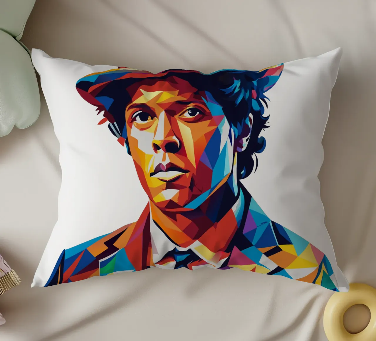 Bruno Mars Portrait in WPAP Pop Art cuscino da vectorartnesia