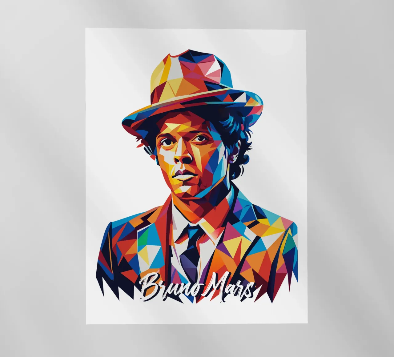 Bruno Mars Portrait in WPAP Pop Art pellicola backlit da vectorartnesia