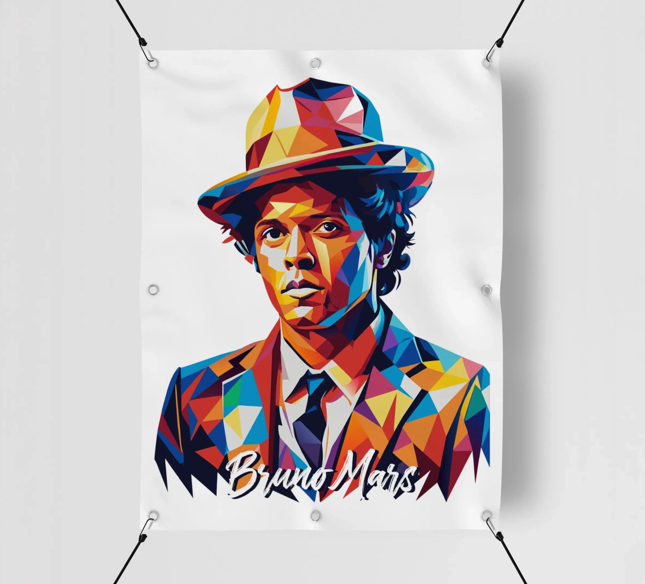 Bruno Mars Portrait in WPAP Pop Art telo in pvc da vectorartnesia