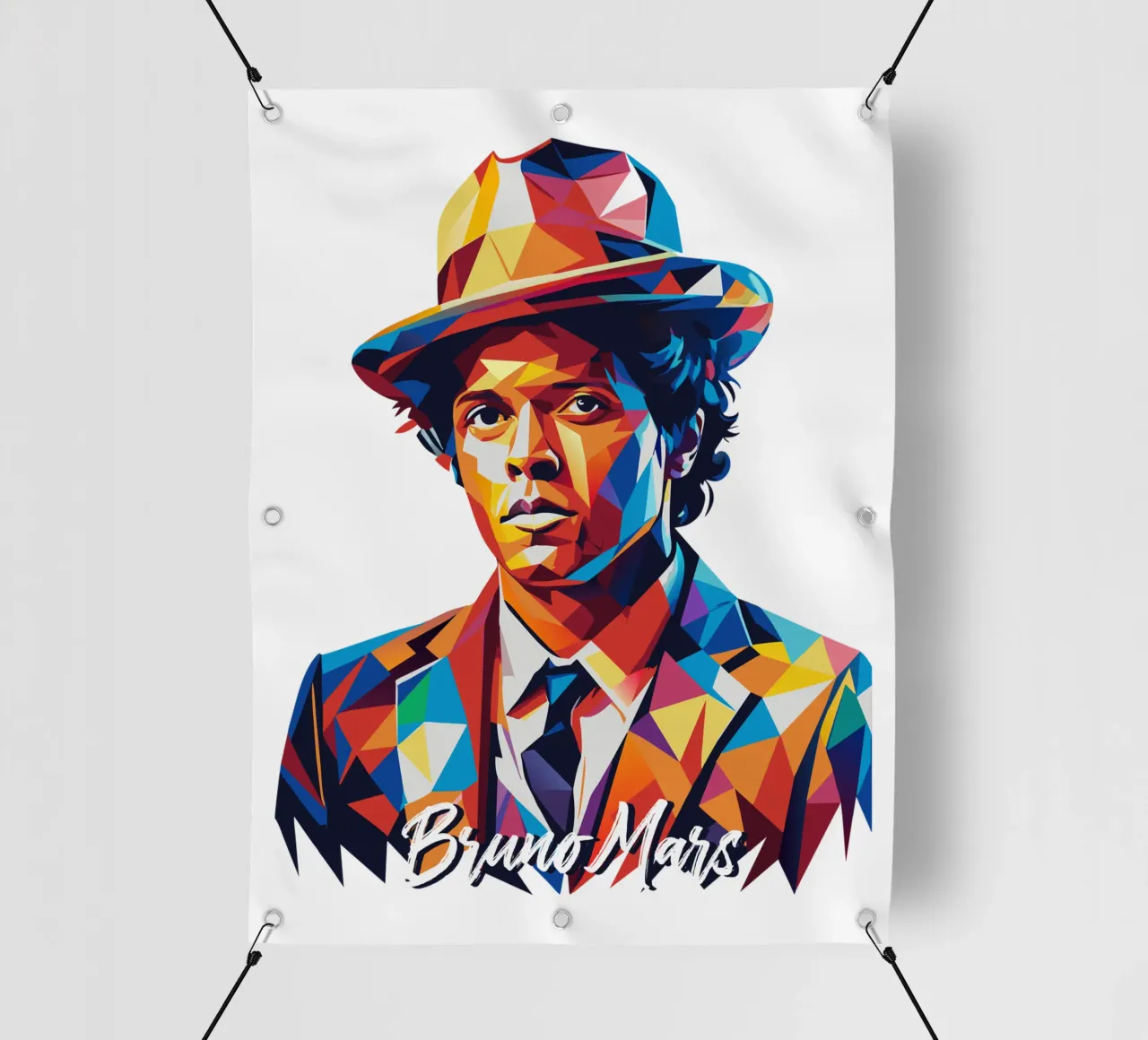Bruno Mars Portrait in WPAP Pop Art pvc-zeil van vectorartnesia