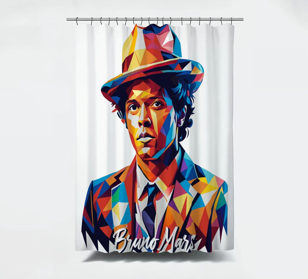 Bruno Mars Portrait in WPAP Pop Art tenda da doccia da vectorartnesia