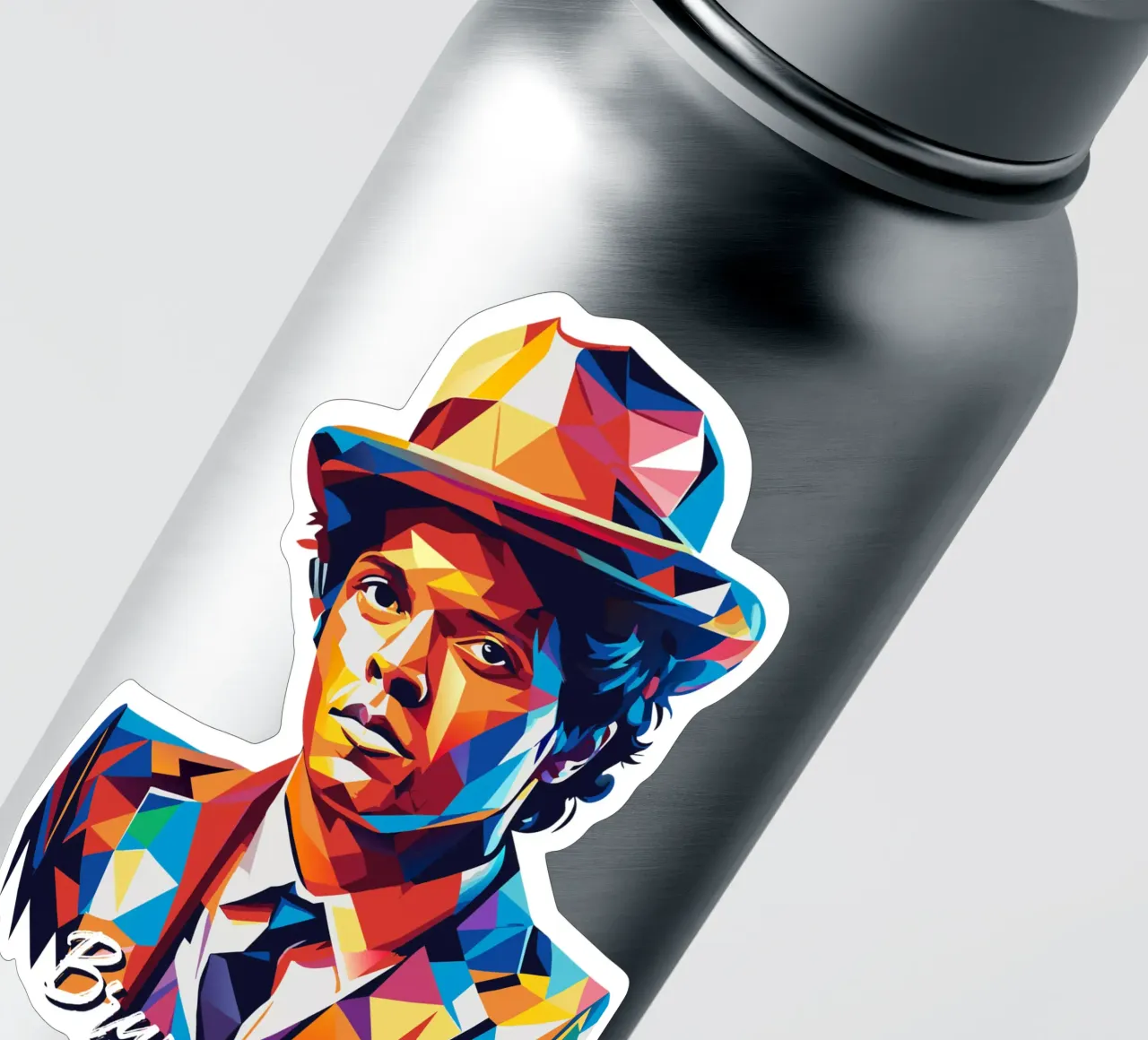 Bruno Mars Portrait in WPAP Pop Art pegatina de vectorartnesia