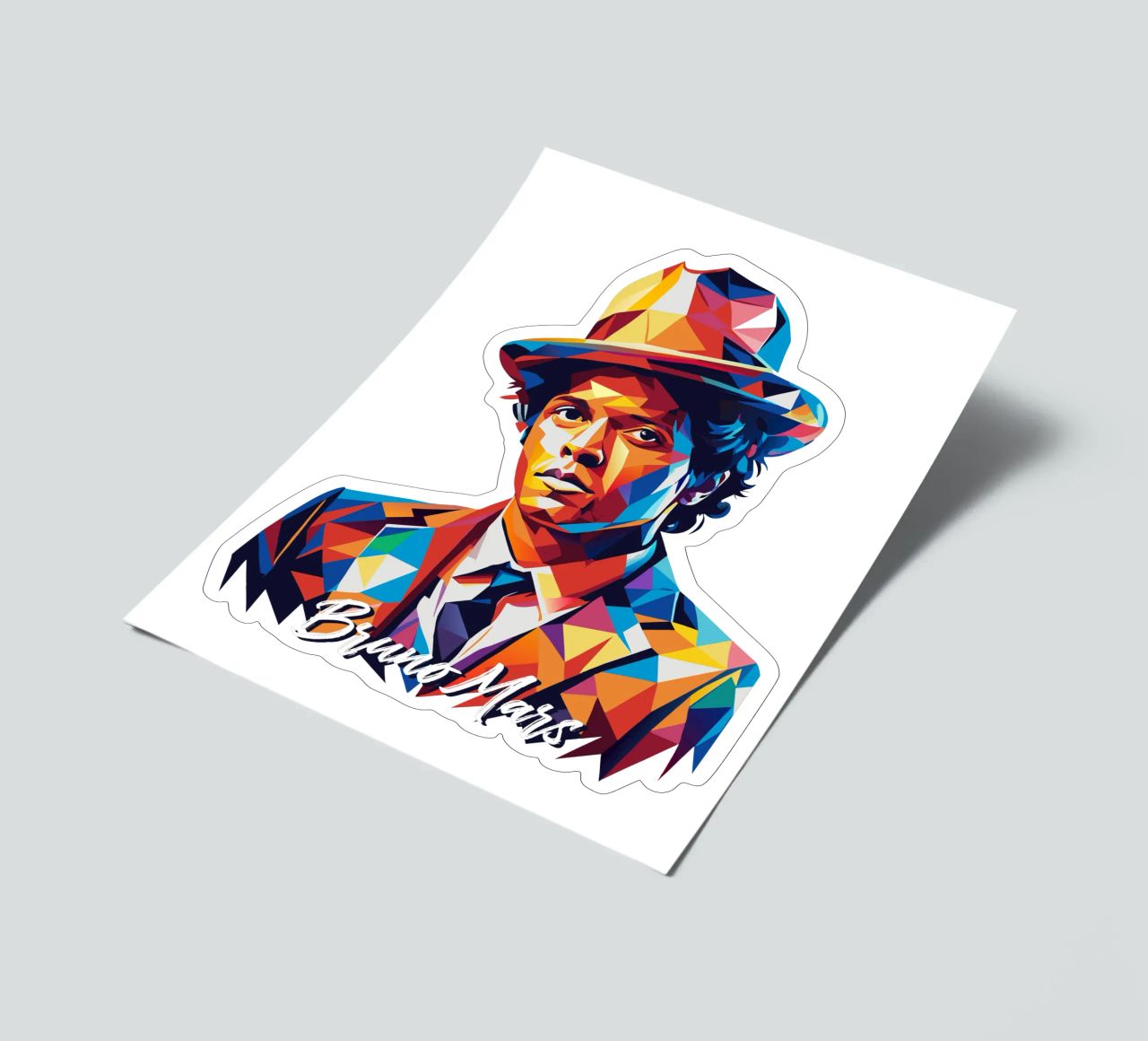 Bruno Mars Portrait in WPAP Pop Art foglio adesivo da vectorartnesia