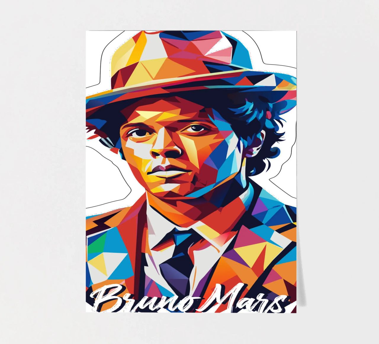 Bruno Mars Portrait in WPAP Pop Art foglio adesivo da vectorartnesia