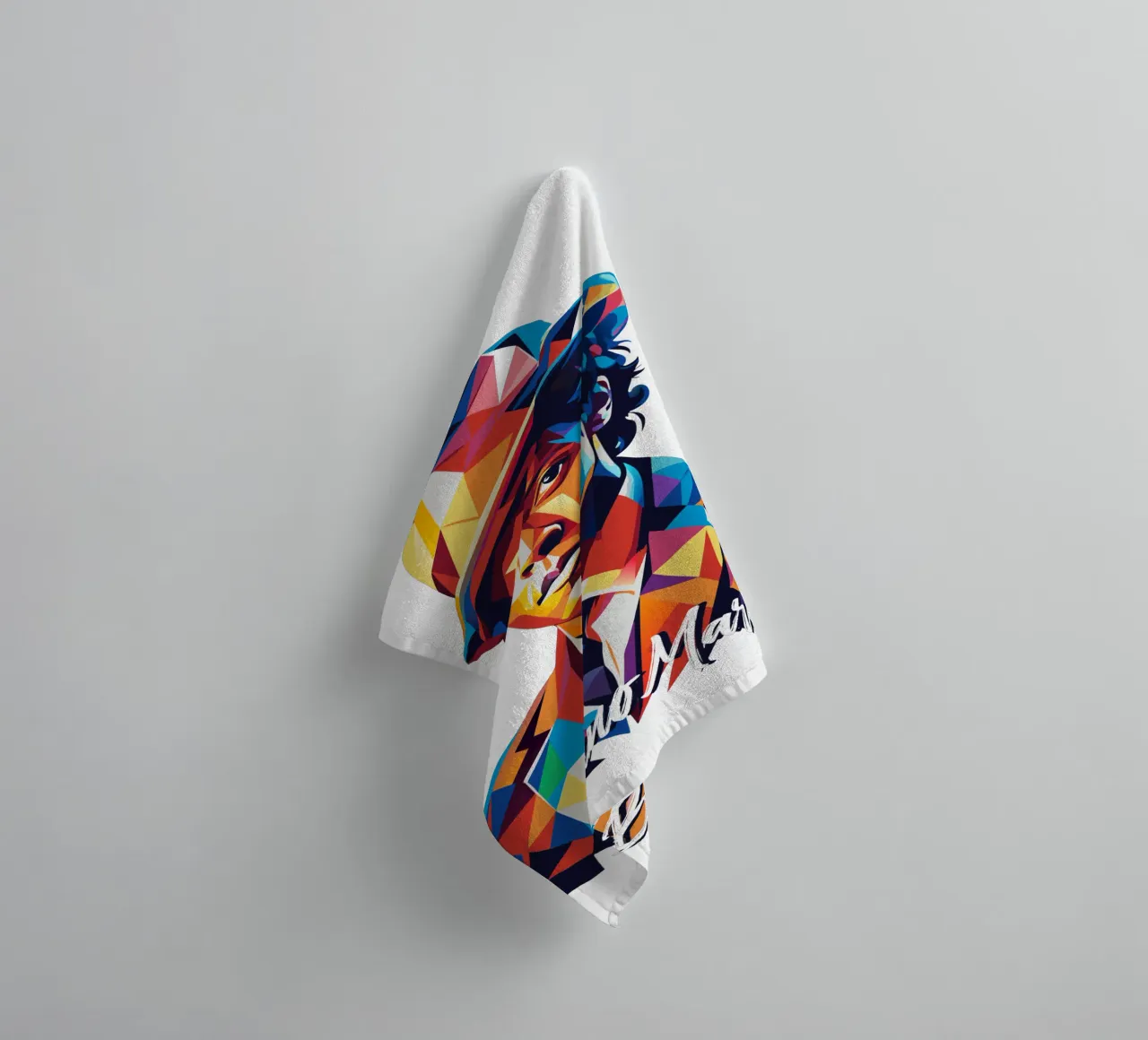 Bruno Mars Portrait in WPAP Pop Art asciugamano da bagno da vectorartnesia