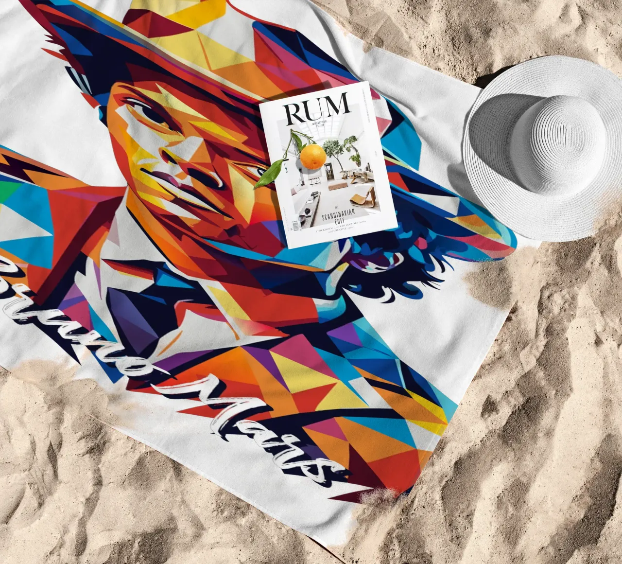 Bruno Mars Portrait in WPAP Pop Art telo mare da vectorartnesia