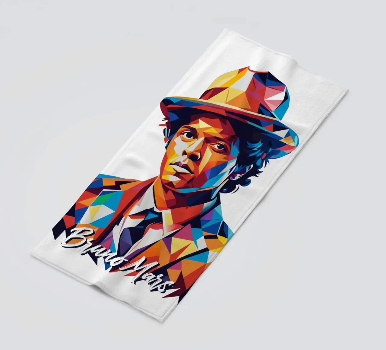 Bruno Mars Portrait in WPAP Pop Art strandhanddoek van vectorartnesia