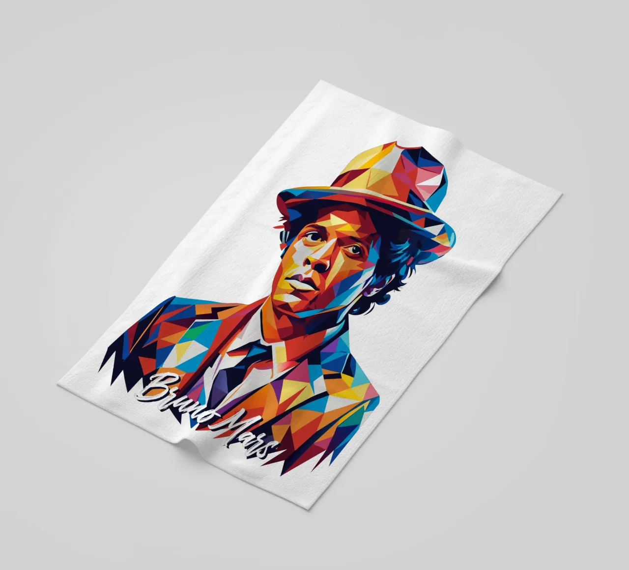 Bruno Mars Portrait in WPAP Pop Art strandhanddoek van vectorartnesia