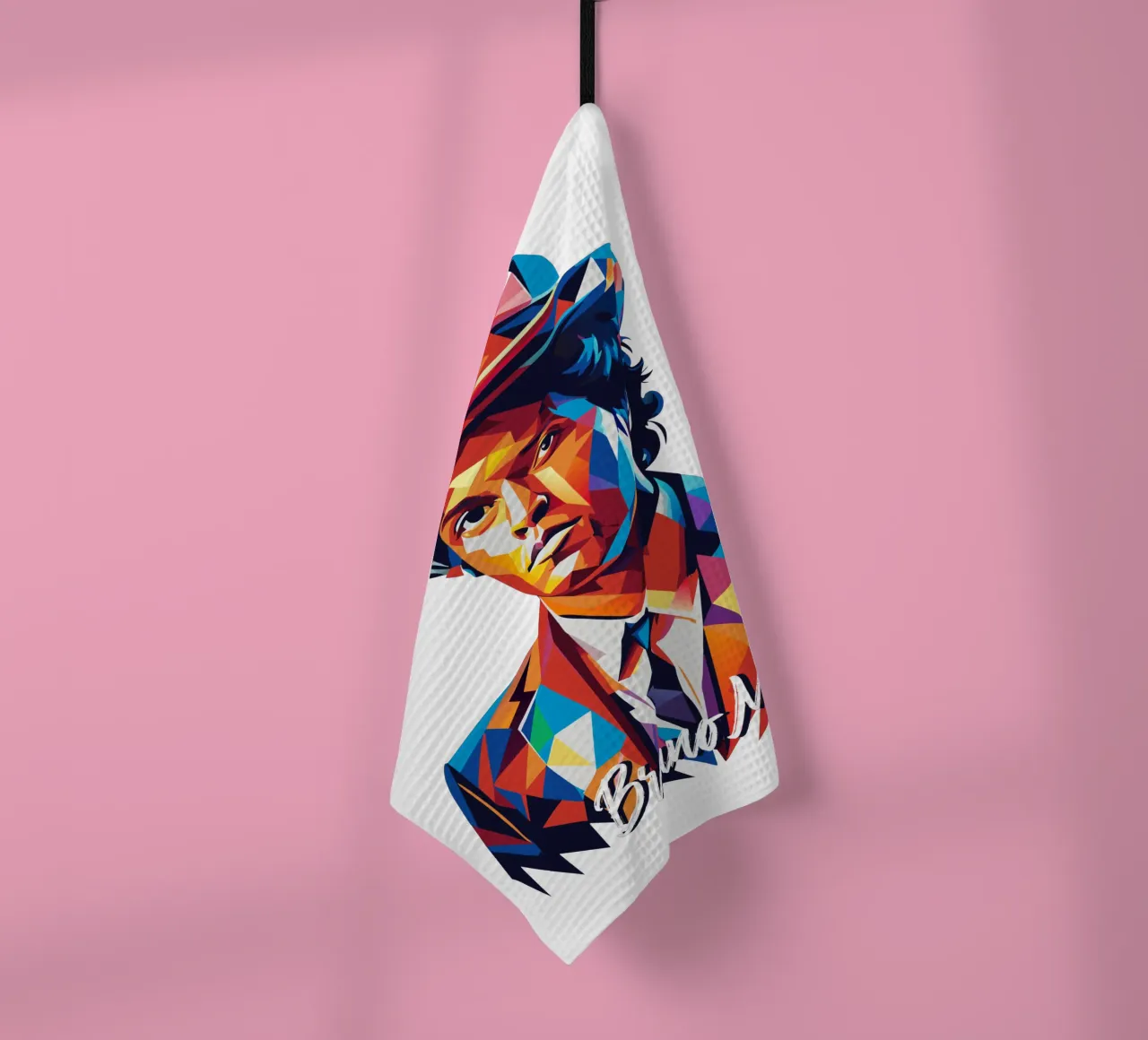 Bruno Mars Portrait in WPAP Pop Art Geschirrtuch von vectorartnesia