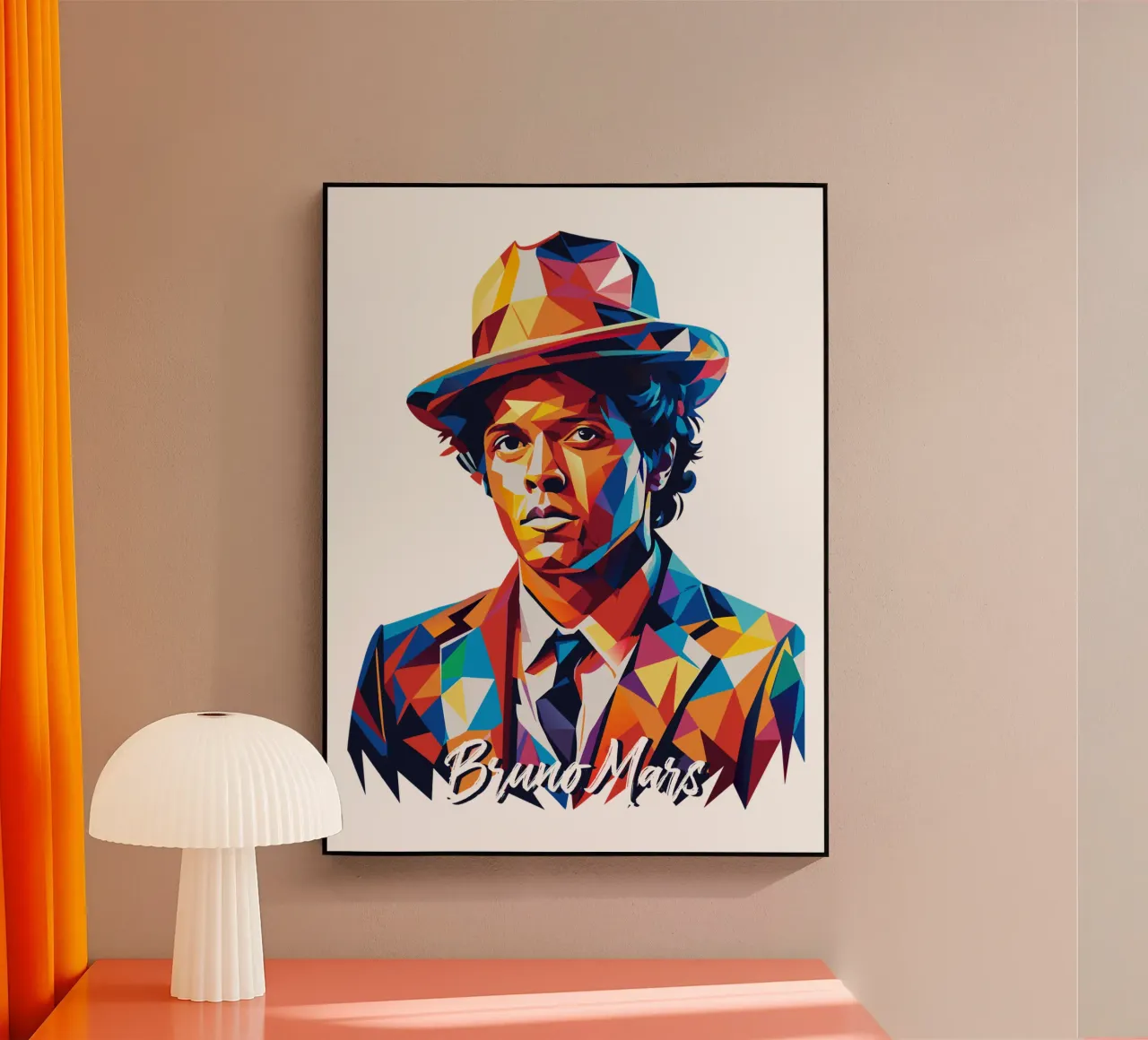 Bruno Mars Portrait in WPAP Pop Art Acryl-Glas von vectorartnesia