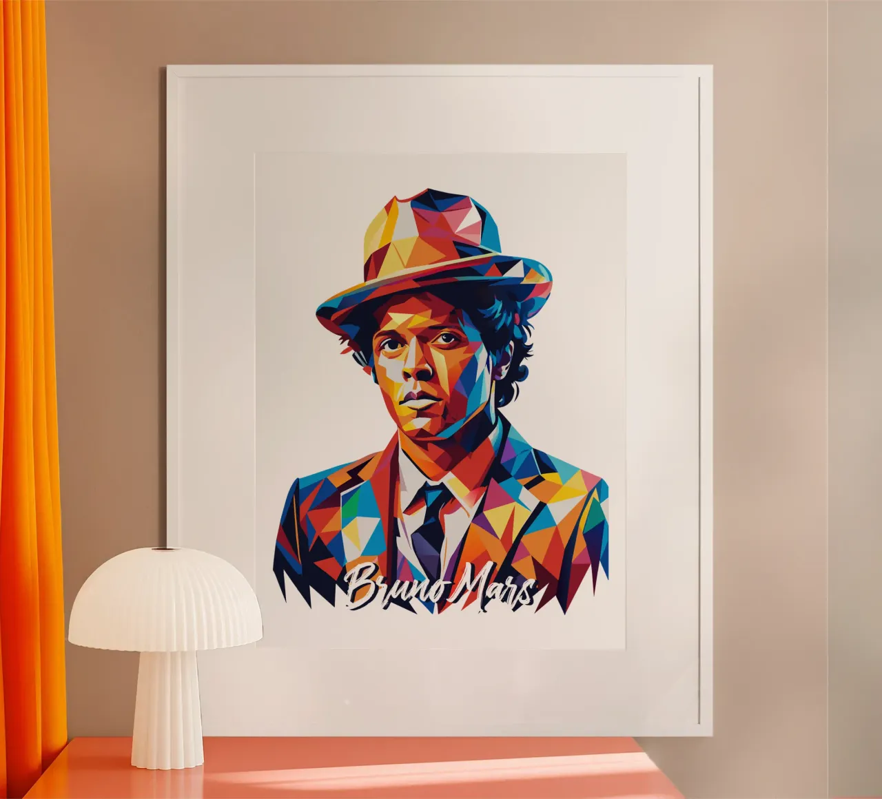 Bruno Mars Portrait in WPAP Pop Art carta hahnemühle da vectorartnesia