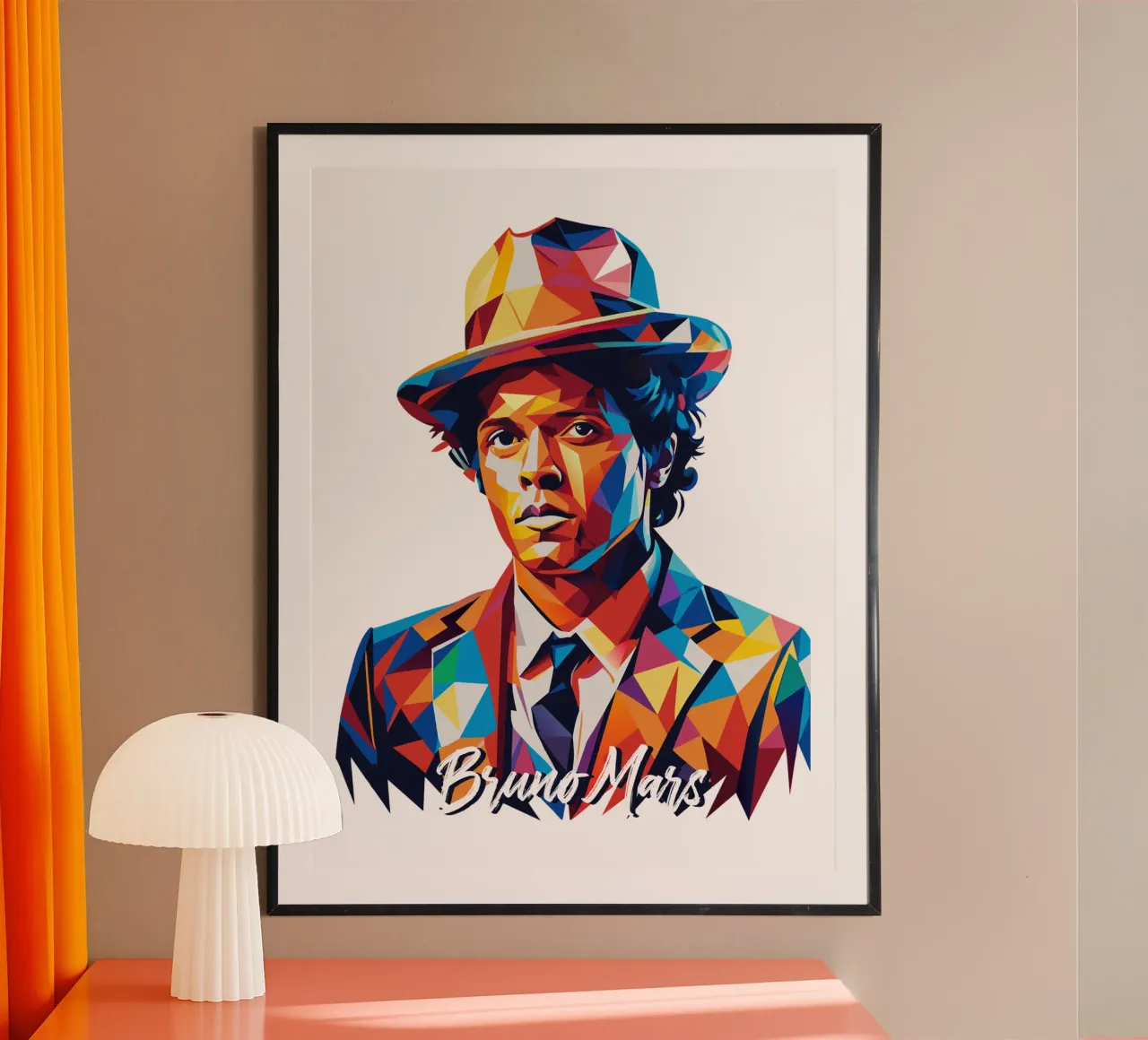 Bruno Mars Portrait in WPAP Pop Art carta hahnemühle da vectorartnesia