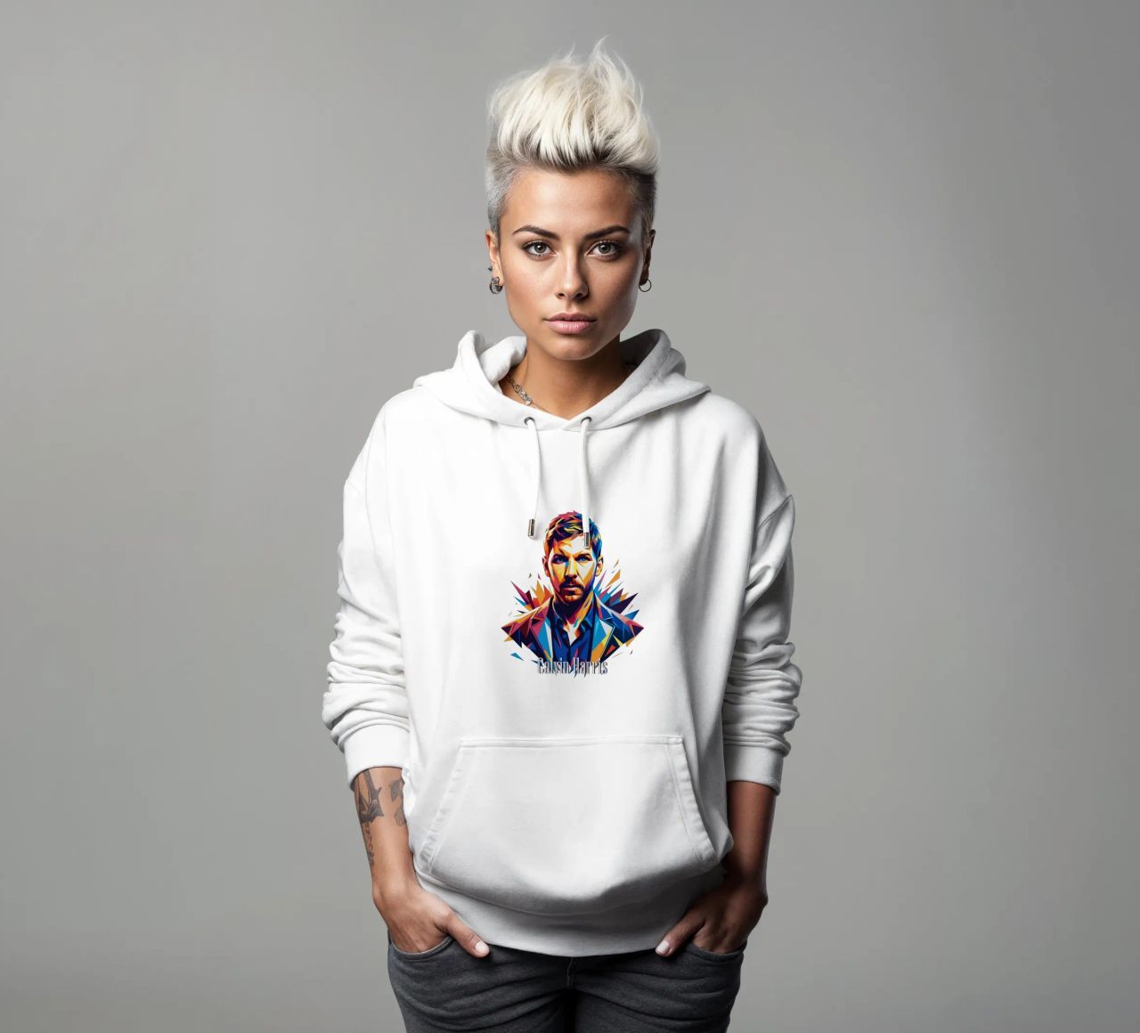Calvin Harris Portrait in WPAP Pop Art felpa con cappuccio da vectorartnesia