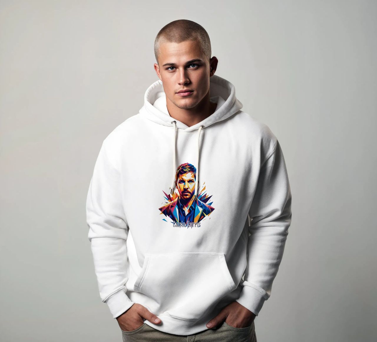Calvin Harris Portrait in WPAP Pop Art felpa con cappuccio da vectorartnesia