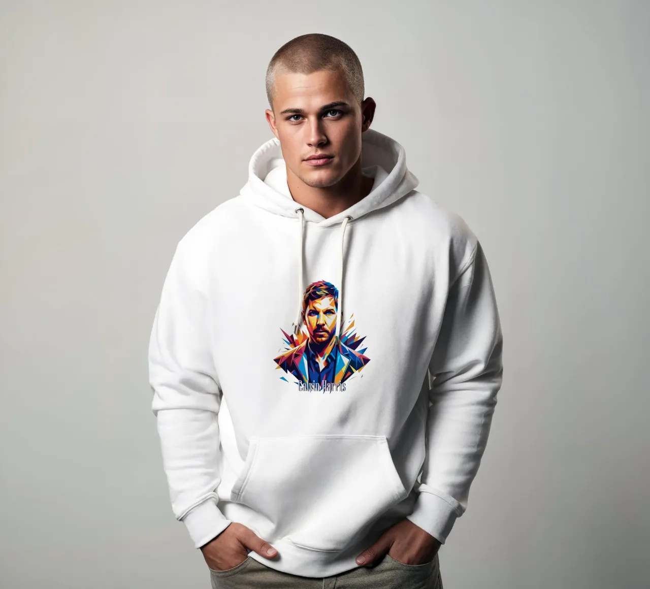 Calvin Harris Portrait in WPAP Pop Art sudadera con capucha de vectorartnesia