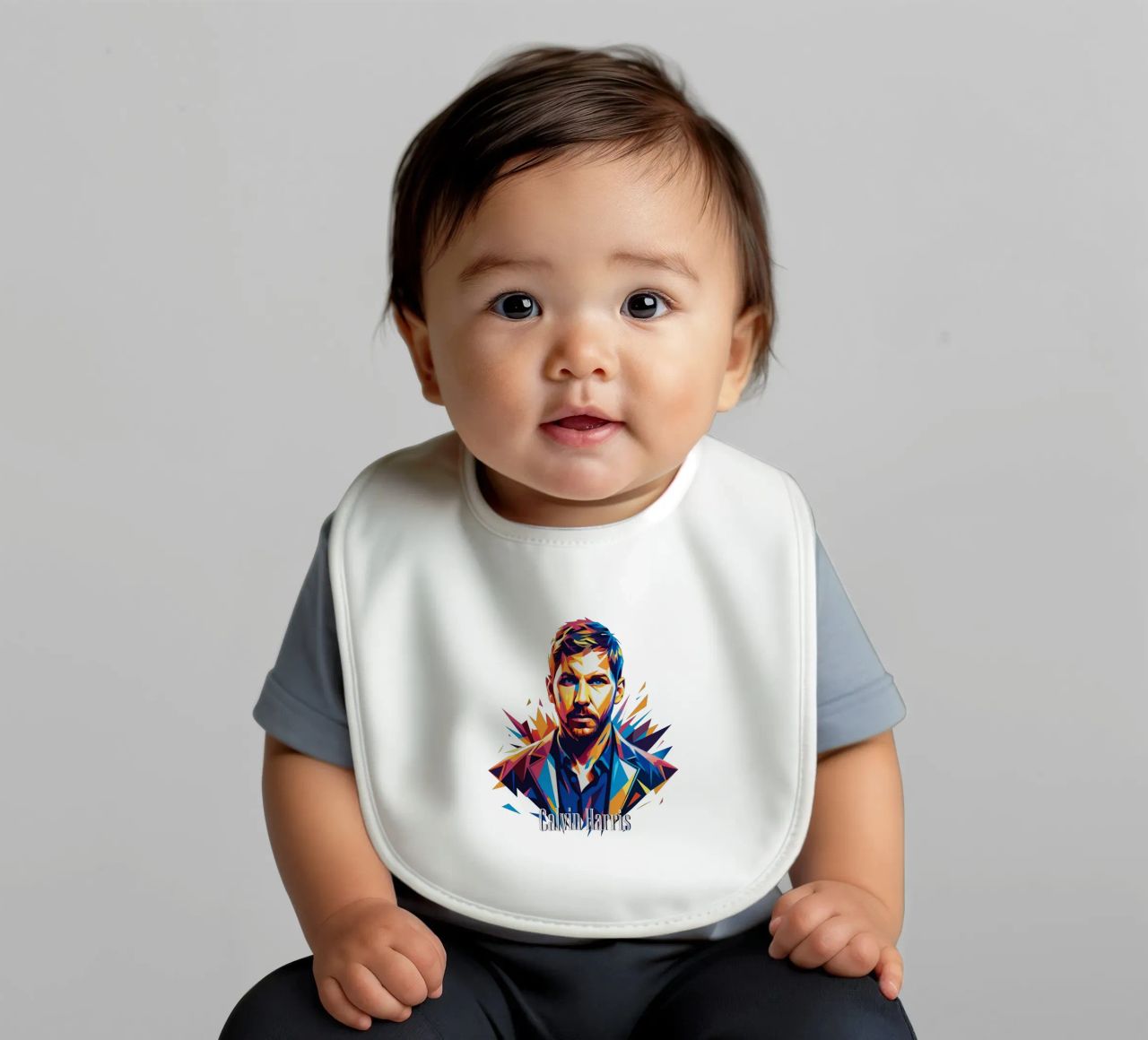 Calvin Harris Portrait in WPAP Pop Art bavaglino da vectorartnesia