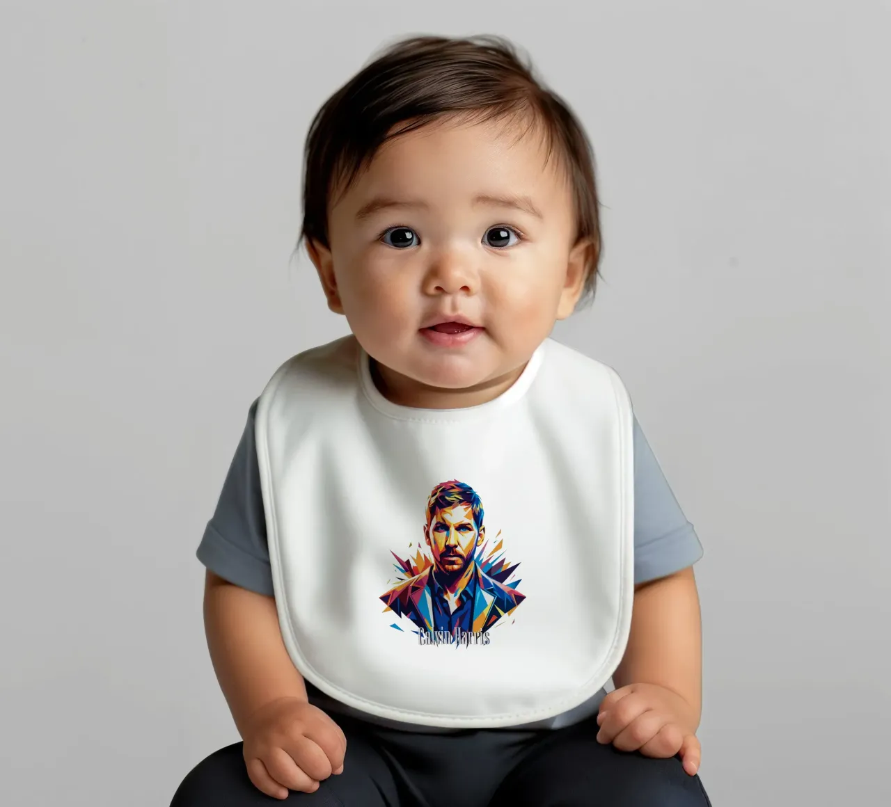 Calvin Harris Portrait in WPAP Pop Art bavaglino da vectorartnesia