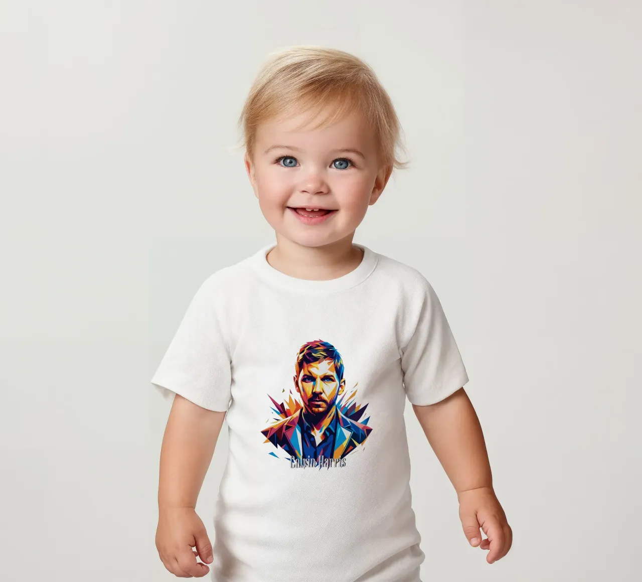 Calvin Harris Portrait in WPAP Pop Art maglietta neonato da vectorartnesia