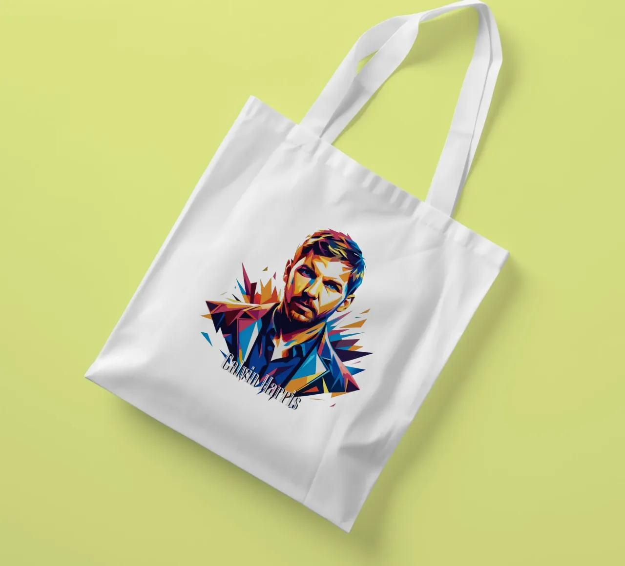 Calvin Harris Portrait in WPAP Pop Art borsa in juta da vectorartnesia