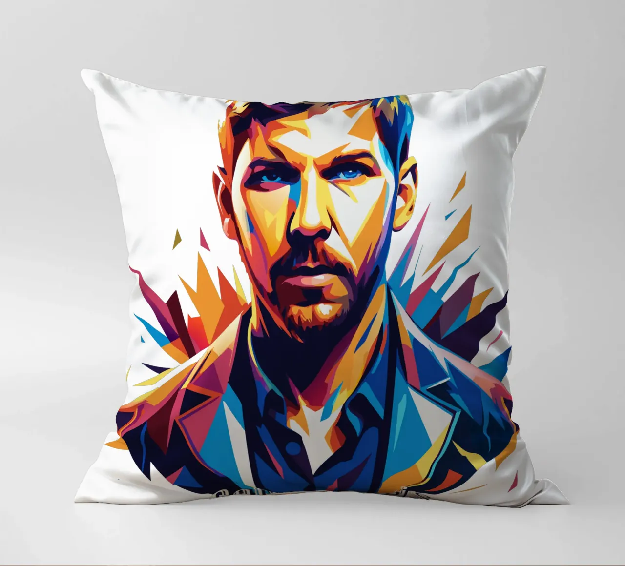Calvin Harris Portrait in WPAP Pop Art cuscino da vectorartnesia