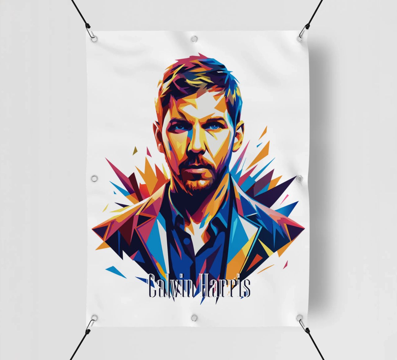 Calvin Harris Portrait in WPAP Pop Art telo in pvc da vectorartnesia