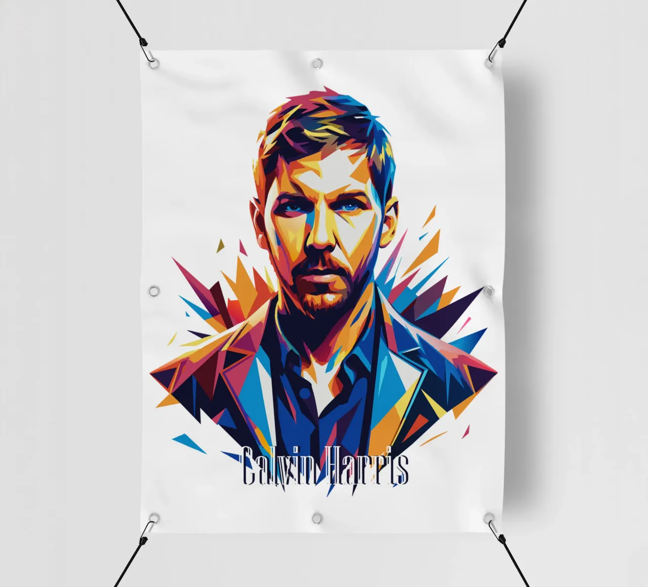 Calvin Harris Portrait in WPAP Pop Art telo in pvc da vectorartnesia