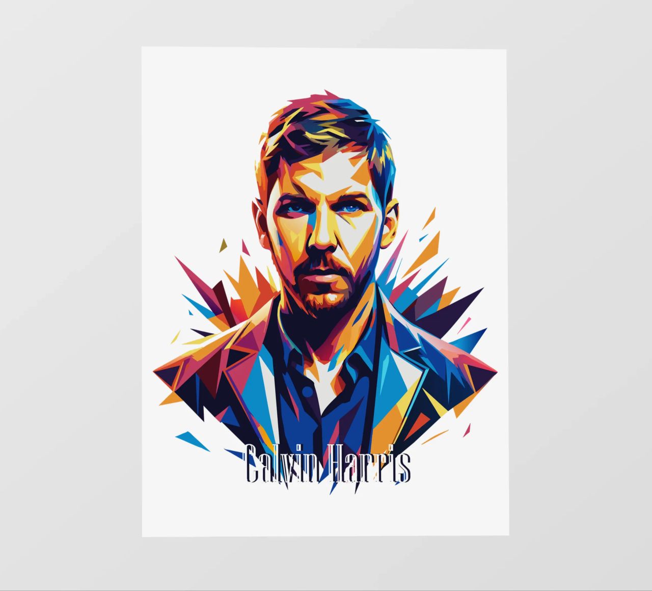 Calvin Harris Portrait in WPAP Pop Art telo in pvc da vectorartnesia