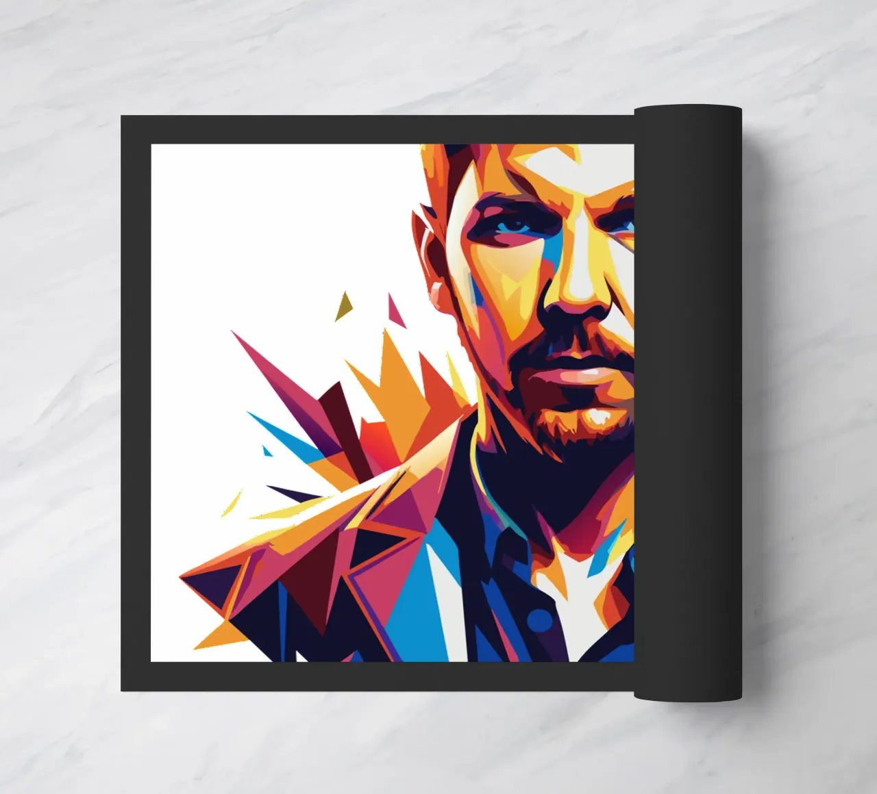 Calvin Harris Portrait in WPAP Pop Art felpudo de vectorartnesia