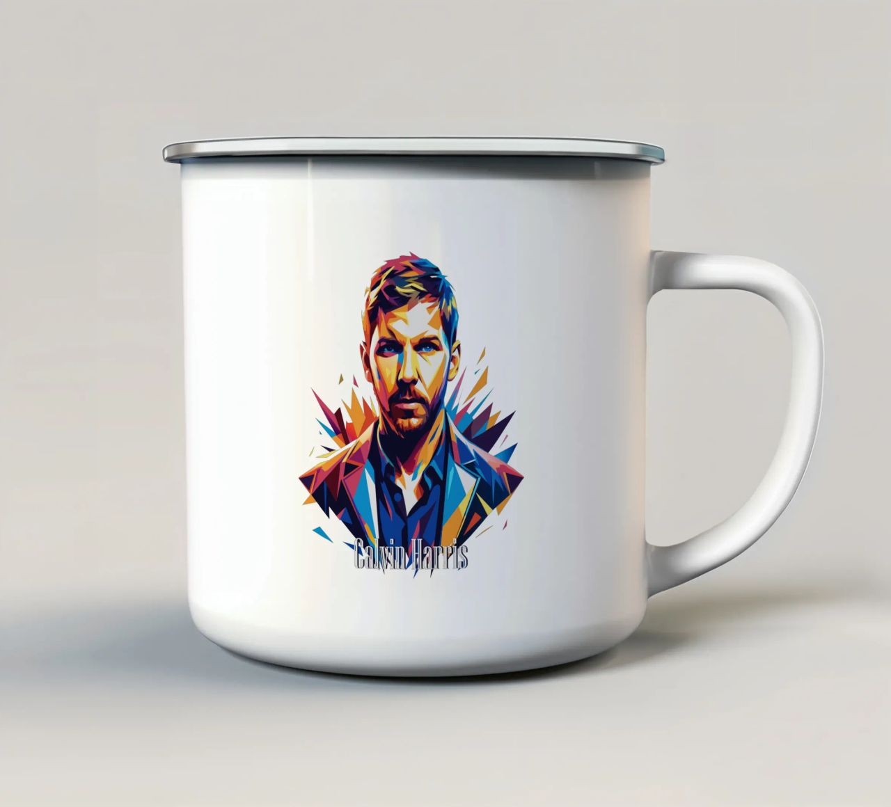 Calvin Harris Portrait in WPAP Pop Art tazza in smalto da vectorartnesia