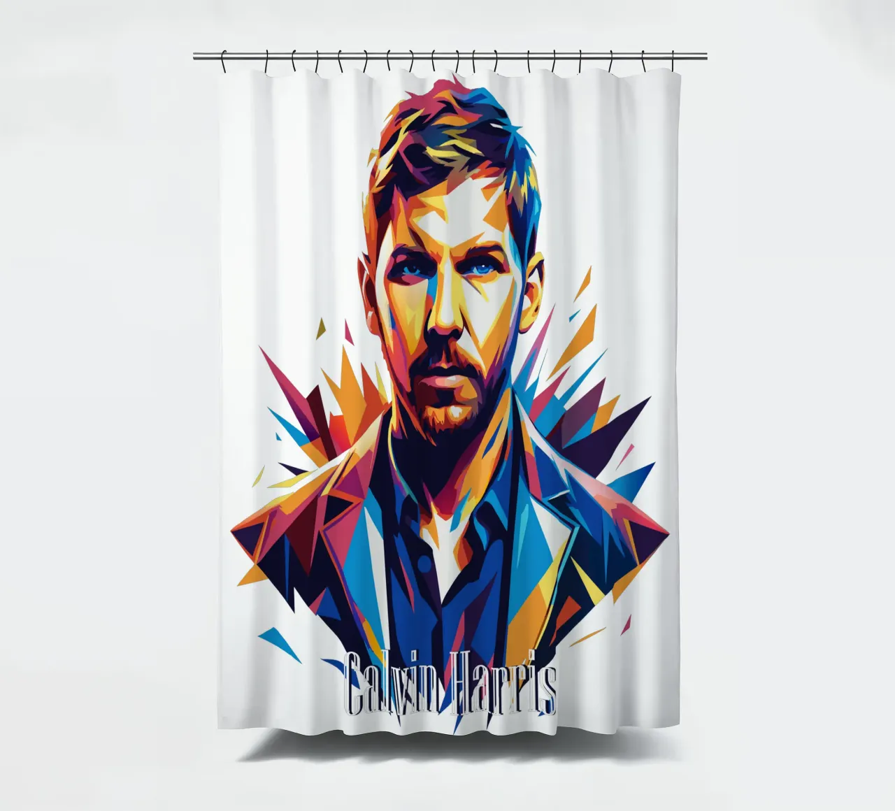 Calvin Harris Portrait in WPAP Pop Art tenda da doccia da vectorartnesia