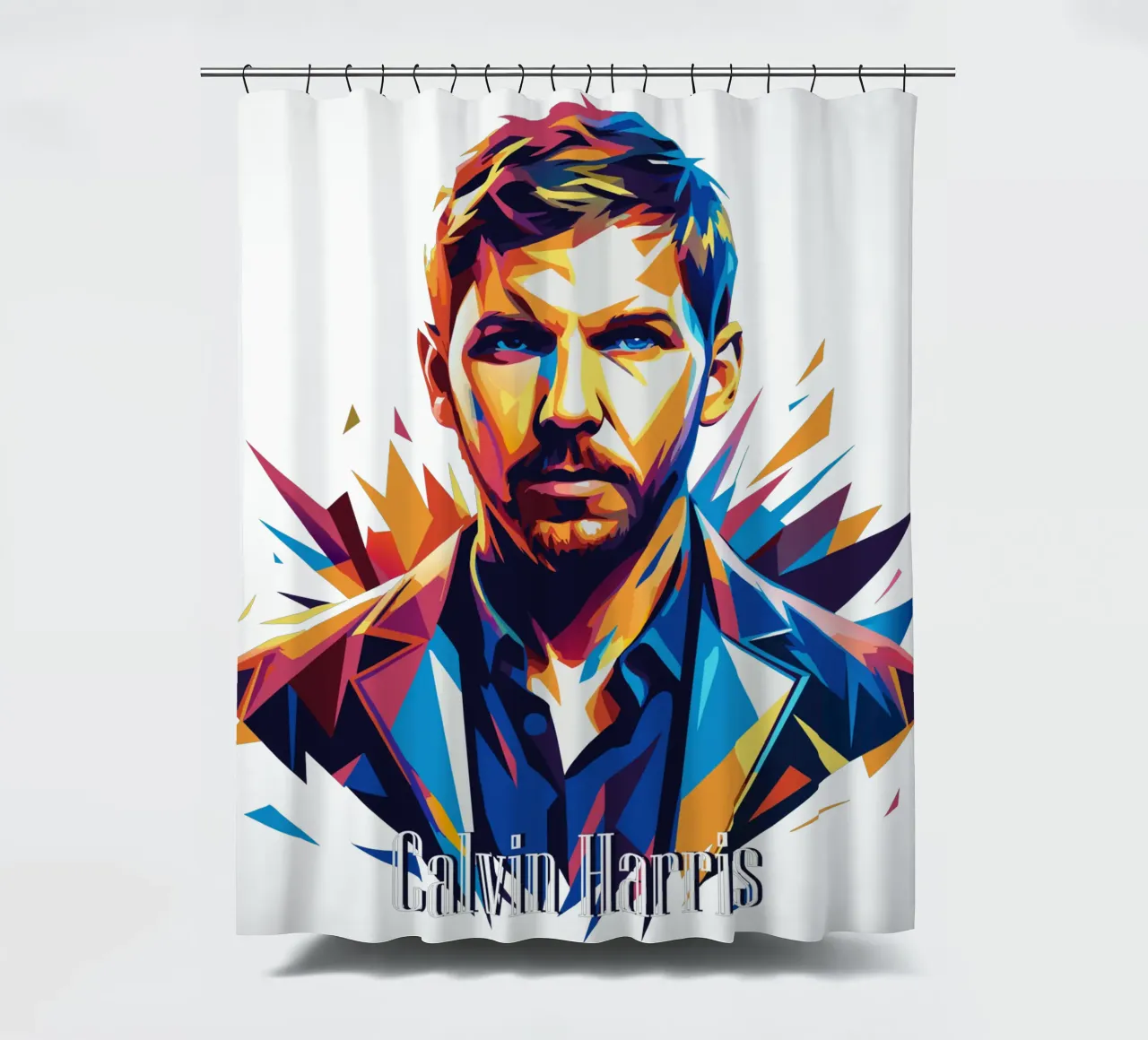 Calvin Harris Portrait in WPAP Pop Art tenda da doccia da vectorartnesia