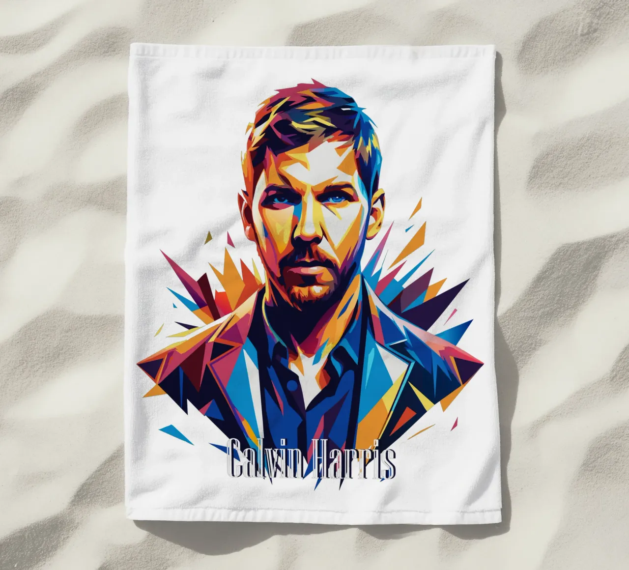 Calvin Harris Portrait in WPAP Pop Art telo mare da vectorartnesia