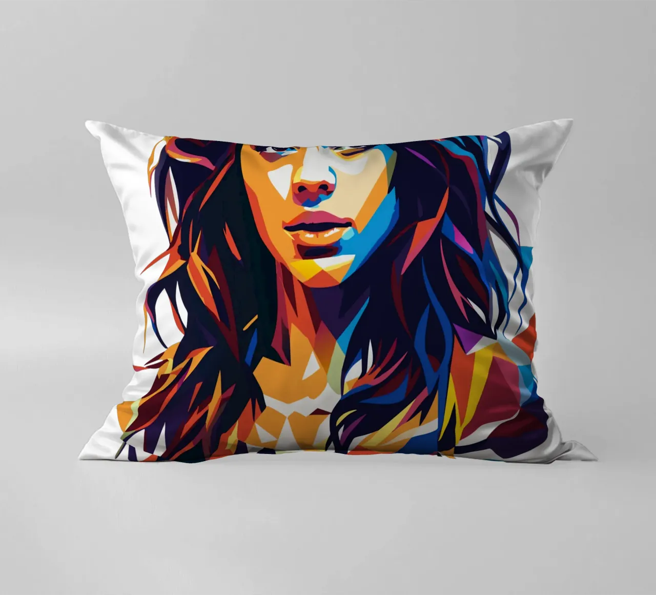 Camila Cabello Portrait in WPAP Pop Art cuscino da vectorartnesia
