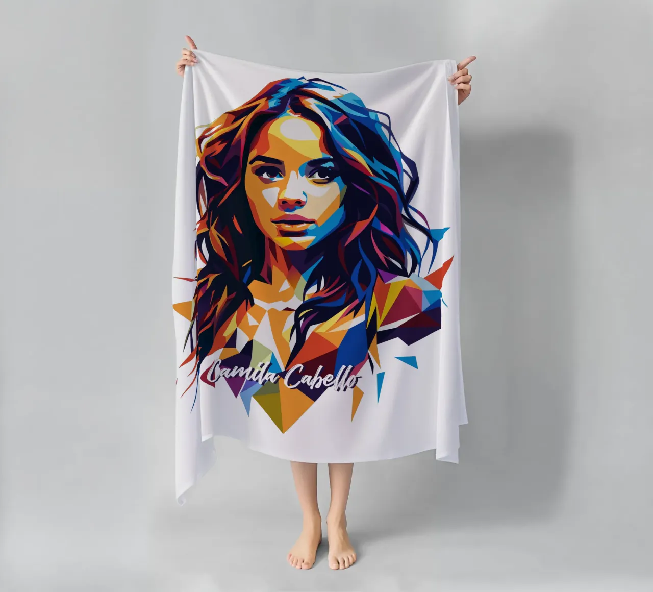 Camila Cabello Portrait in WPAP Pop Art telo mare da vectorartnesia