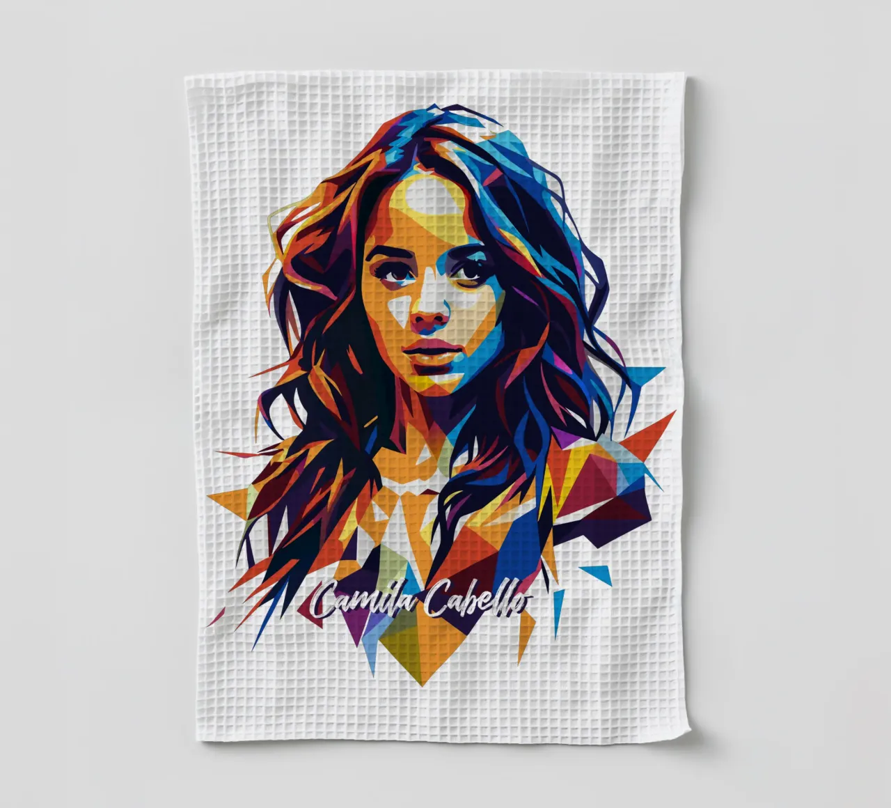 Camila Cabello Portrait in WPAP Pop Art canovaccio da cucina da vectorartnesia