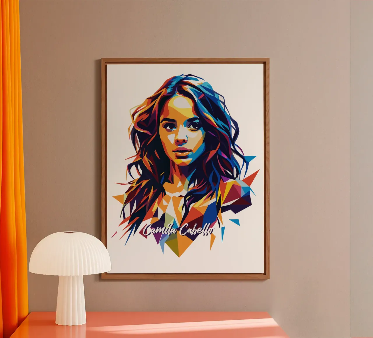 Camila Cabello Portrait in WPAP Pop Art alluminio dibond da vectorartnesia