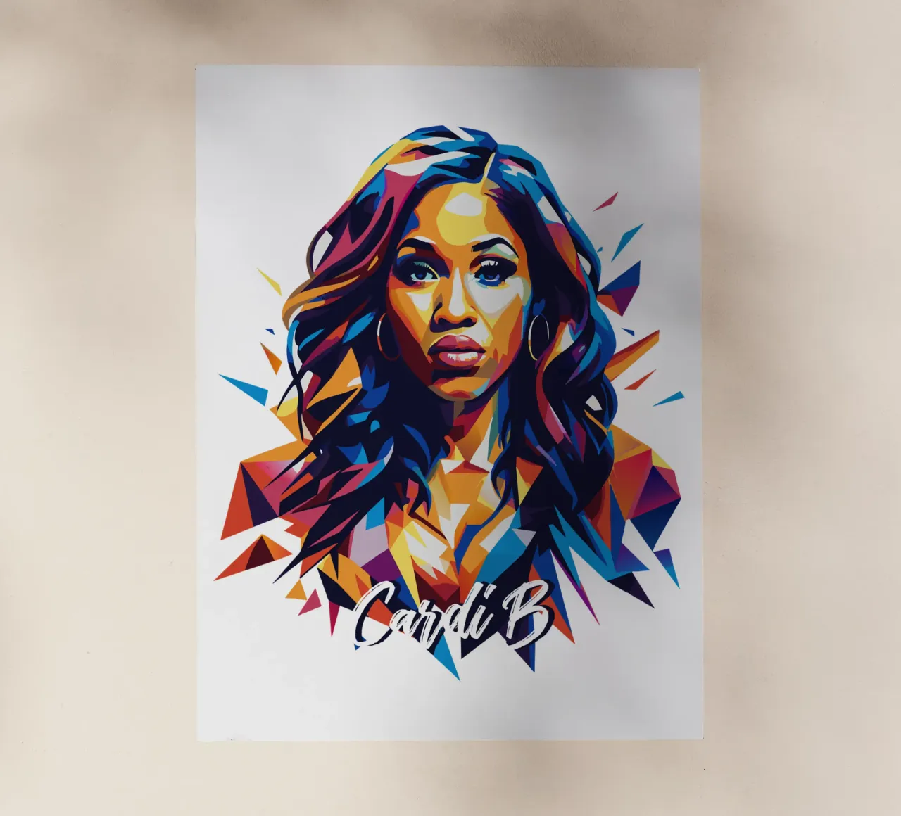 Cardi B Portrait in WPAP Pop Art pellicola backlit da vectorartnesia